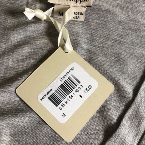 NWT Haute Hippie Light Heather Grey Sleeveless V-Neck Side Slit Modal Shirt - Picture 6 of 10